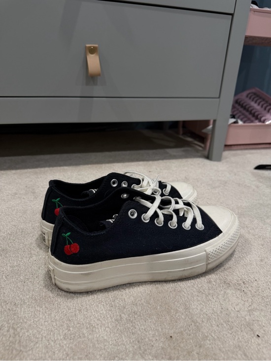 Converse Shoes - Converse Black Low-Top Sneakers with Red Cherry Embroidery